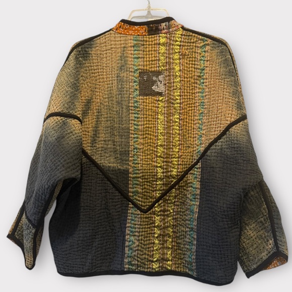 New! Namai Quilted Patchwork Kantha Reversible Jacket - Picture 4 of 10
